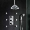 3 Handle Thermostatic Mixer Valve Chrome Brass 8 Inch Shower Tap Rainfall Shower With 6 Pcs Body Jets