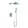 LED 8 Inch Square Solid Brass Concealed Bathroom Thermostatic Shower Rainfall Shower Mixer Valve& Hand Shower