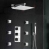 Brass Thermostatic Shower Valve Stainless Steel 12" Square Wall Mounted Rain Bathroom Shower Tap Spa Body Massage