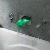 LED Waterfall Tub Tap with Pull-out Hand Shower (Wall Mount)