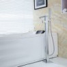 Solid Brass Floor Standing Tub Shower Tap with Hand Shower - Chrome Finish