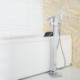 Solid Brass Floor Standing Tub Shower Tap with Hand Shower - Chrome Finish
