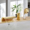 Antique Ti-PVD Three Holes Single Handle Waterfall Bathtub Tap with Hand Shower