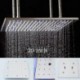 20 Inch Rectangular Brushed Rainfall Bathroom Shower Head With 3 Colors LED Temperature Sensitive Big Lamp