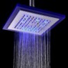 8 Inch Temperature Control LED RGB Square Bathroom Shower Head - Silver + Transparent Blue