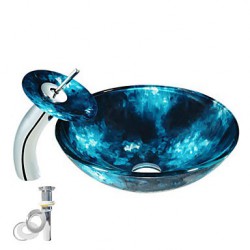 Tempered Glass Vessel Blue...