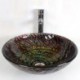 Round Contemporary Bathroom Tempered Glass Sink Set