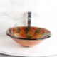 Round Cap Contemporary Bathroom Tempered Glass Sink Set