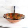 Round Cap Contemporary Bathroom Tempered Glass Sink Set