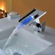 Contemporary Chrome Brass Personalized Single Handle LED Bathroom Sink Tap - Silver