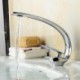 Contemporary Style Slim shape Single Handle One Hole Hot and Cold Water Bathroom Sink Tap - Sliver