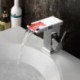 Bathroom Soild Brass Chrome Finish LED Waterfall Square Spout Basin Tap