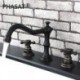 Widespread Two Handles Three Holes in Oil-rubbed Bronze Bathroom Sink Tap