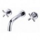 Wall Mounted Two Handles Three Holes in Chrome Bathroom Sink Tap