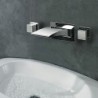 Wall Mounted Two Handles Three Holes in Chrome Bathroom Sink Tap