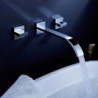 Wall Mounted Two Handles Three Holes in Chrome Bathroom Sink Tap