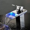 Personalized Bathroom Sink Tap Contemporary Chrome Finish Brass Single Handle Waterfall with LED Light
