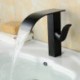 Contemporary Oil Rubbed Bronze Waterfall Bathroom Sink Tap - Black