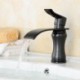 Contemporary Waterfall Brass ORB Bathroom Sink Tap - Black