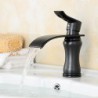 Contemporary Waterfall Brass ORB Bathroom Sink Tap - Black