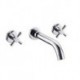 Wall Mounted Two Handles Three Holes in Chrome Bathroom Sink Tap