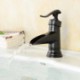 Bathroom Deck Mounted Oil-rubbed Bronze Waterfall Single Handle Single Hole Basin Tap