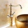 Centerset Two Handles One Hole in Ti-PVD Bathroom Sink Tap