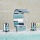 Centerset Two Handles Three Holes in Chrome Bathroom Sink Tap