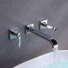 Wall Mounted Two Handles Three Holes in Chrome Bathroom Sink Tap