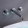 Wall Mounted Two Handles Three Holes in Chrome Bathroom Sink Tap