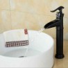 Antique Style ORB & Metal Drawing Single Handle One Hole Hot and Cold Water Bathroom Sink Tap - Black