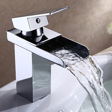 Bathroom Sink Tap In Modern Style Single Handle Waterfall Chrome Finish Taps - Modern Bathroom Sink Taps