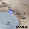 New Contemporary Brass Chrome Two Handles 3-Hole Led Flexible Change Waterfall Bath Basin Tap