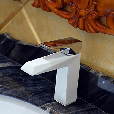 Contemporary White Painting One Hole Single Handle Bathroom Sink Tap Contemporary White Painting...