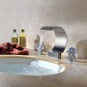 Modern Brass Chrome Crystal Handles 3-Hole Waterfall Bathroom Sink Tap