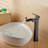 Contemporary Tall Oil-rubbed Bronze Waterfall Bathroom Sink Tap - Black