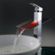 Contemporary Chrome Brass Personalized Single Handle LED Bathroom Sink Tap - Silver