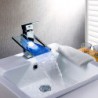 Contemporary Chrome Brass Personalized Single Handle LED Bathroom Sink Tap - Silver