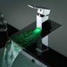 Contemporary Chrome Brass Personalized Single Handle LED Bathroom Sink Tap - Silver