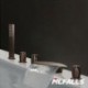 Mlfalls Deck Mount 5-Hole Brass Oil-Rubbed Bronze Finish Widespread Waterfall Bathroom Tap with Hand Shower