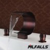 Mlfalls Brands Brass Finish Oil-Rubbed Bronze Large Waterfall Deck Mounted Bathroom Basin Tap