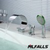 Mlfalls Contemporary Chrome Finish 3 Holes Waterfall Bathroom Tap with Hand Shower