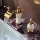 Widespread Two Handles Three Holes in Ti-PVD Bathroom Sink Tap