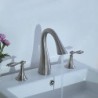 Centerset Two Handles Three Holes in Nickel Brushed Bathroom Sink Tap