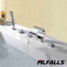 Mlfalls Contemporary Deck Mount Triple Handles Bathroom Waterfall Spout Tap with Hand Shower