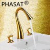 Bathroom Sink Tap Widespread Contemporary Design Ti-PVD Brass finish Tap
