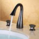 Widespread Two Handles Three Holes in Oil-rubbed Bronze Bathroom Sink Tap