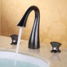 Widespread Two Handles Three Holes in Oil-rubbed Bronze Bathroom Sink Tap