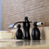 Widespread Two Handles Three Holes in Oil-rubbed Bronze Bathroom Sink Tap