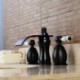 Widespread Two Handles Three Holes in Oil-rubbed Bronze Bathroom Sink Tap